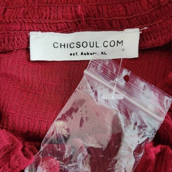 Chic Soul Burgundy Embroidered Boho Blouse NWOT Size 1X Oxblood Embroidered Top - Picture 6 of 8